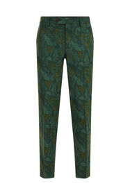 Herren-Slim-Fit-Anzughose mit Muster, Grün
