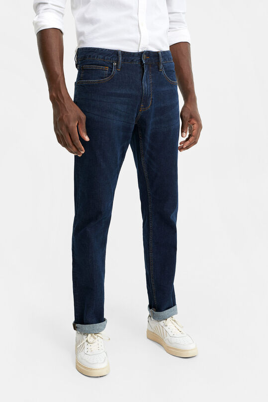 Herren-Regular-Fit-Jeans mit Komfort-Stretch, Dunkelblau