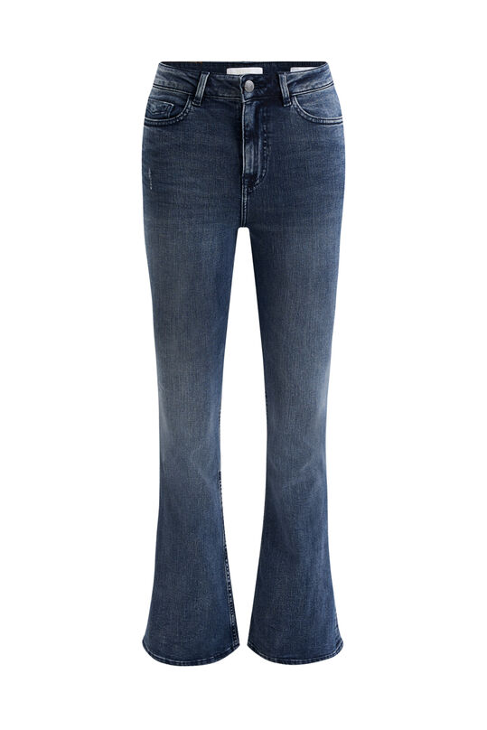 Damen-Flared-Jeans mit hoher Taille und Stretch, Dunkelblau